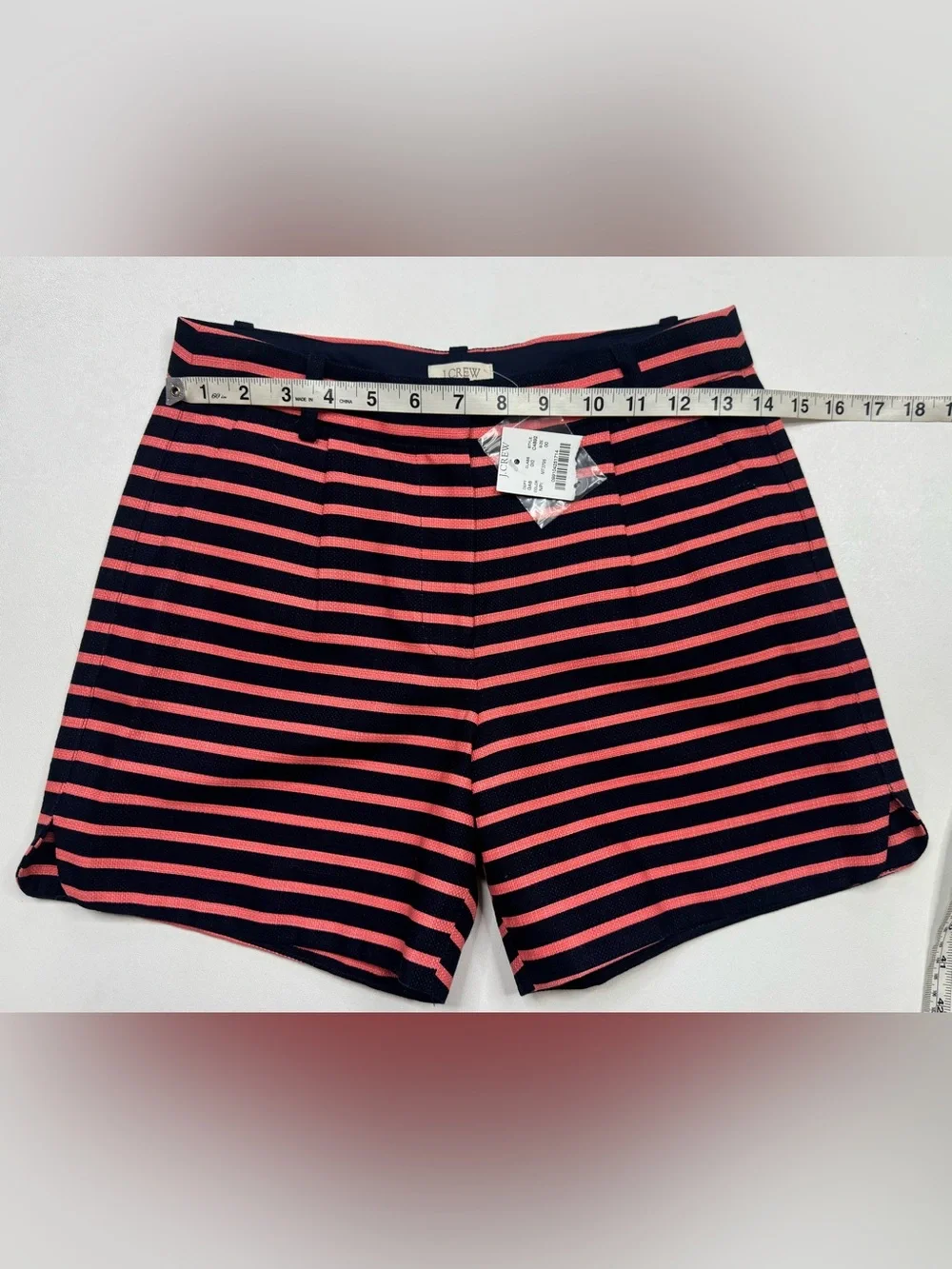NWT J. Crew High Waist Dolphin Hem Woven  Striped Women’s Shorts Size 00